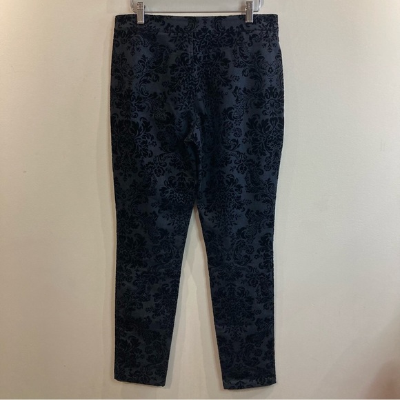 JOSEPH RIBKOFF Sz 8 Navy With Paisley Black Velvet Brocade Slim Trouser Pants - Picture 7 of 10